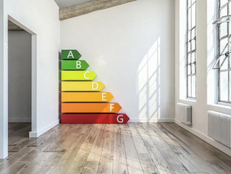 Illustration d'un DPE projeté pour une maison, montrant la performance énergétique prévue après rénovation et les gains potentiels en consommation